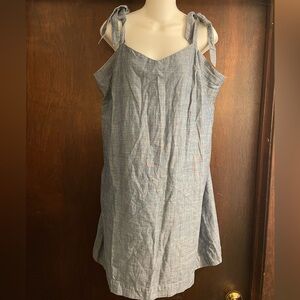 J. Crew Brand Women's XL Chambray Blue Denim Shoulder Tie Romper Style Dress